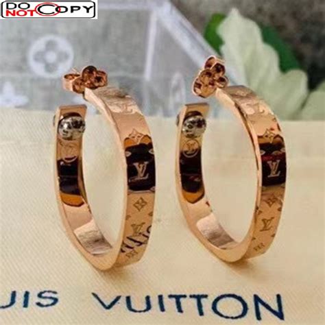 lv gold hoop earring|louis vuitton rose gold earrings.